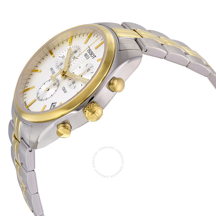 Tissot PR100 Chronograph White Dial Two-tone Men's Watch T1014172203100