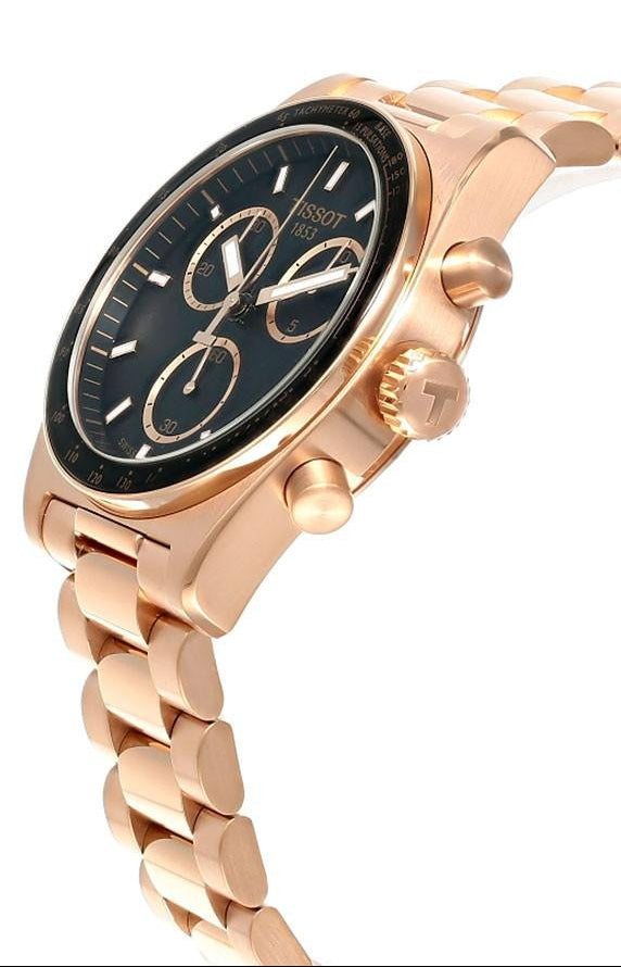 Tissot PR516 Quartz Chronograph 40mm TecheMeter with Black Dial and Rose Gold-Tone Stainless Steel Bracelet - T149.417.33.051.00
