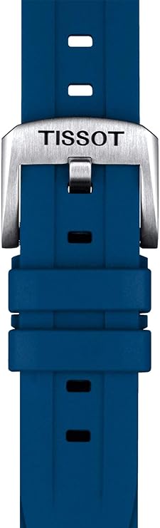 Tissot PRC 200 IIHF blue rubber strap with steel buckle and branded details