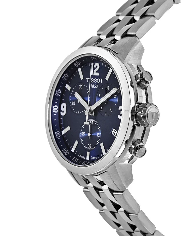 Tissot PRC 200 Chronograph Blue Dial Silver Steel Strap Men Watch - T055.417.11.047.00