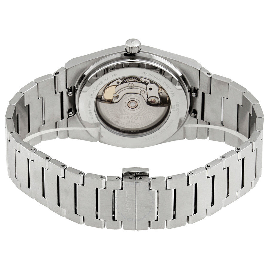 Tissot PRX Powermatic 80 automatic movement visible through transparent caseback