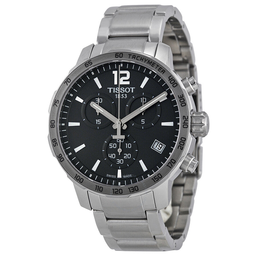 Tissot Quickster Chronograph with anthracite dial, stainless steel case and bracelet, chronograph subdials and tachymeter bezel