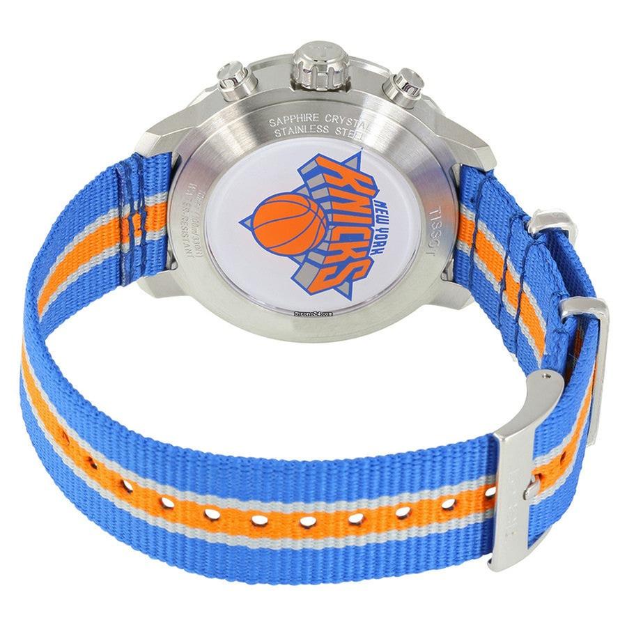 Tissot Quickster Chronograph Stainless Steel Silver Dial Blue/Orange Textile Strap Date Quartz Mens Watch - T095.417.17.037.06