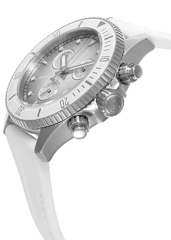 Tissot Seastar 1000 Quartz Chronograph White Dial Silicone Strap Sports Men's Watch - T120.217.17.011.00