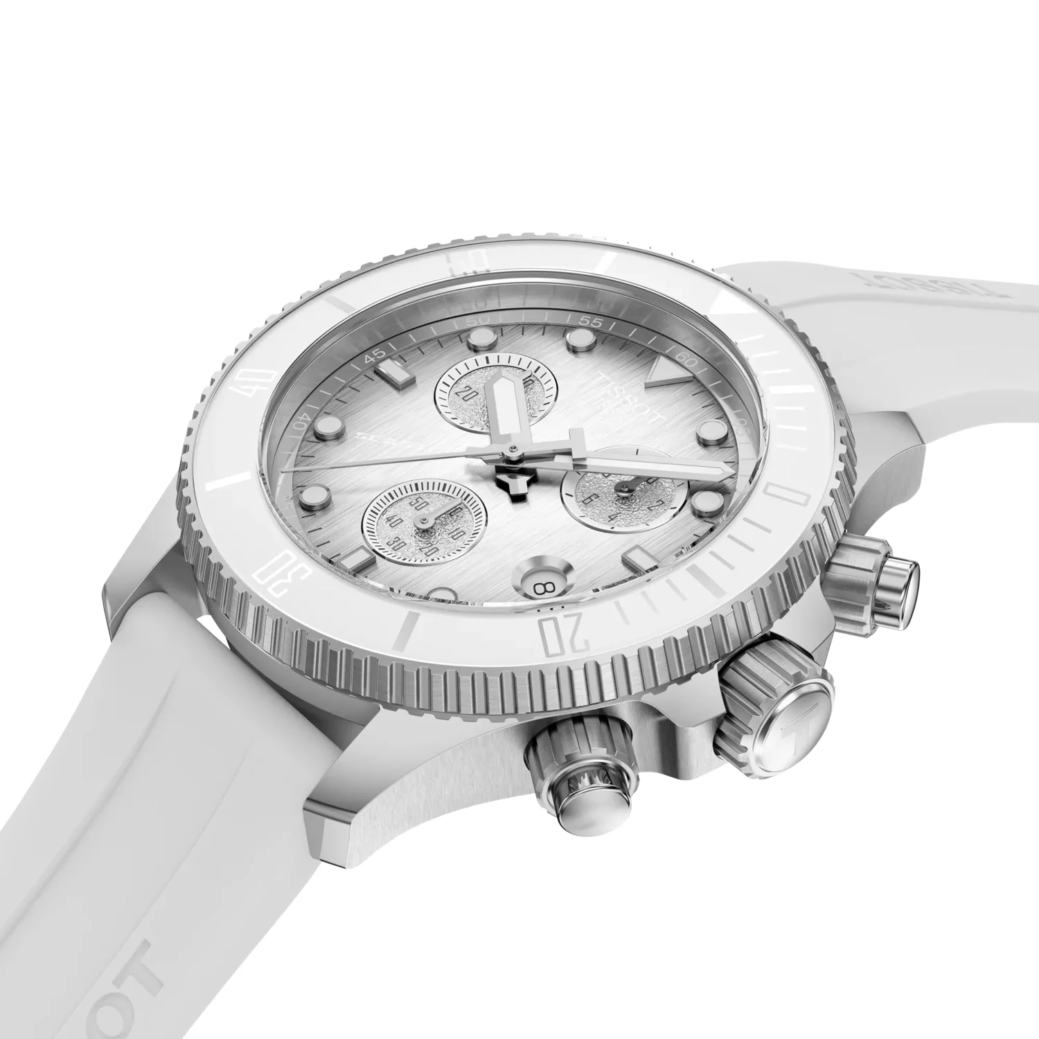 Tissot Seastar 1000 Quartz Chronograph White Dial Silicone Strap Sports Men's Watch - T120.217.17.011.00