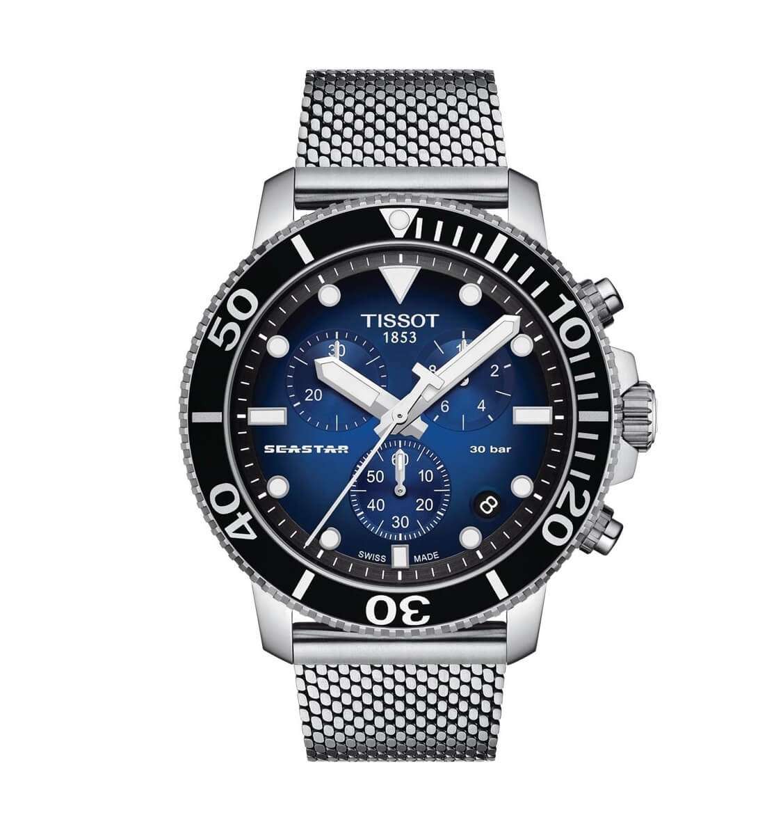 Tissot Sports Seastar 1000 Chronograph Blue Dial Stainless Steel Men's Watch - T120.417.11.041.02
