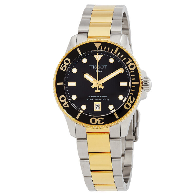Tissot Seastar 1000 Quartz Black Dial Two-Tone Steel Women's Watch - T120.210.22.051.00