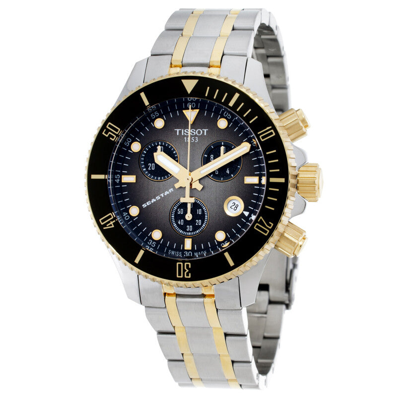 Tissot Seastar 1000 Quartz Chronograph 38mm Steel Gold PVD Men's Watch - T120.217.22.061.00