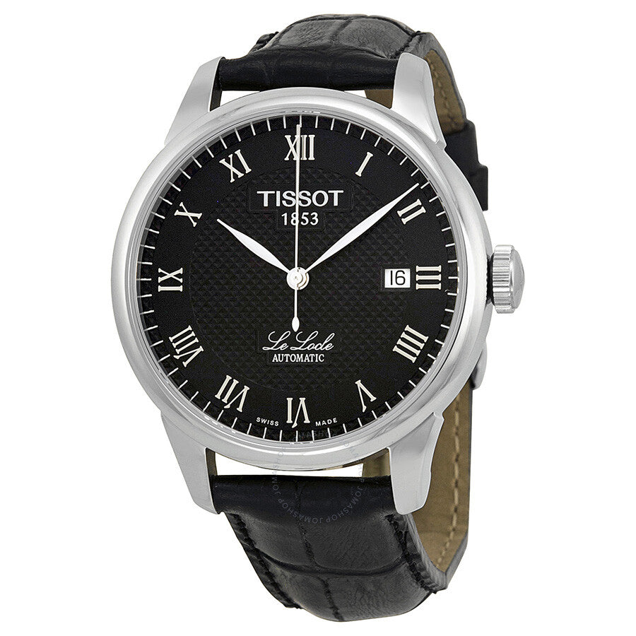 Tissot T-Classic Le Locle automatic watch with black dial and Roman numerals