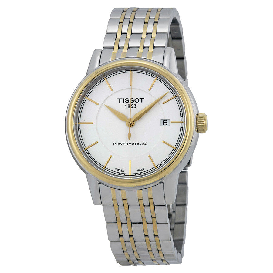 Tissot T-Classic Powermatic white dial men's watch with two-tone steel and gold case