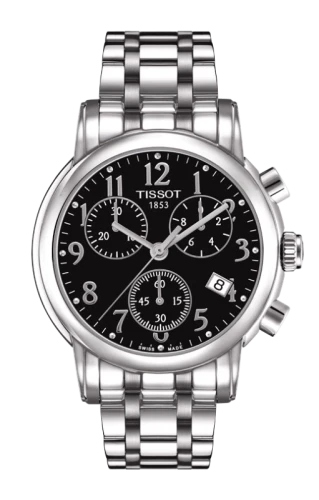 Tissot T Classic Chronograph Black Dial Stainless Silver Steel Ladies Watch - T050.217.11.052.00