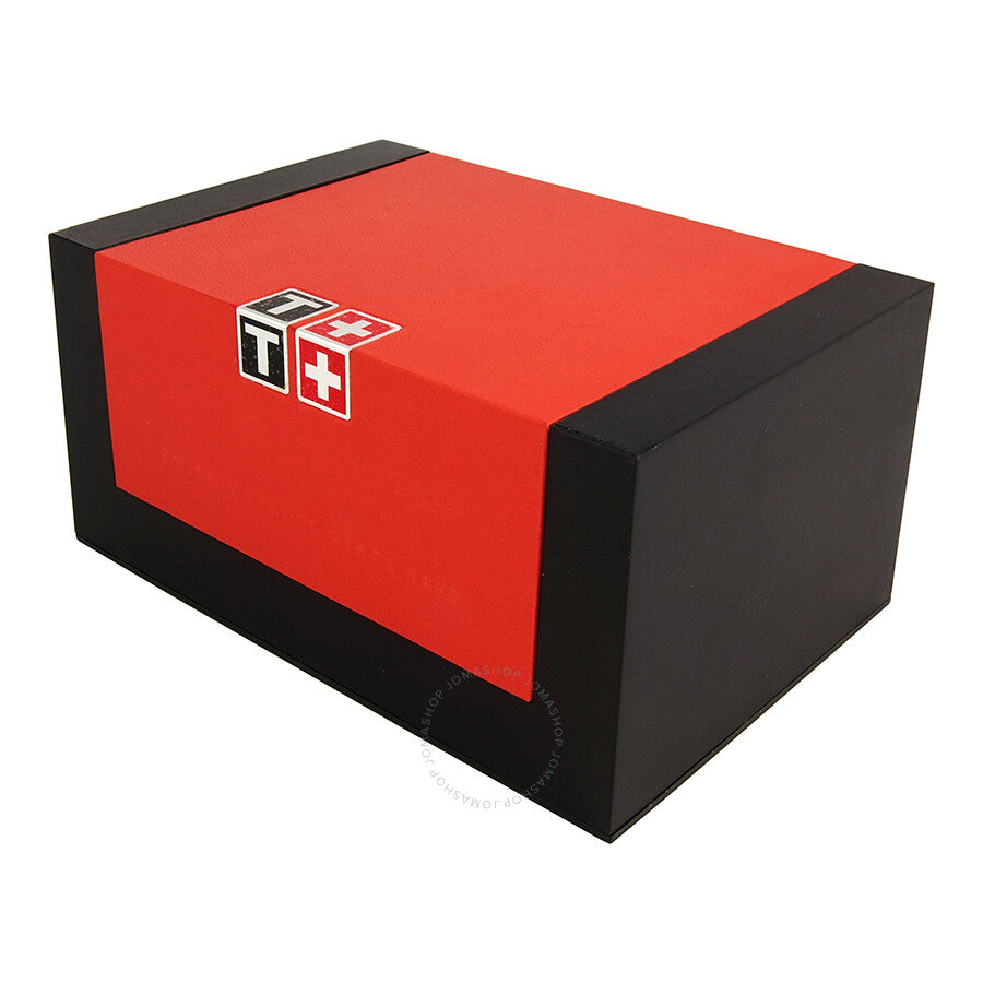 Tissot red and black watch box with brand logo