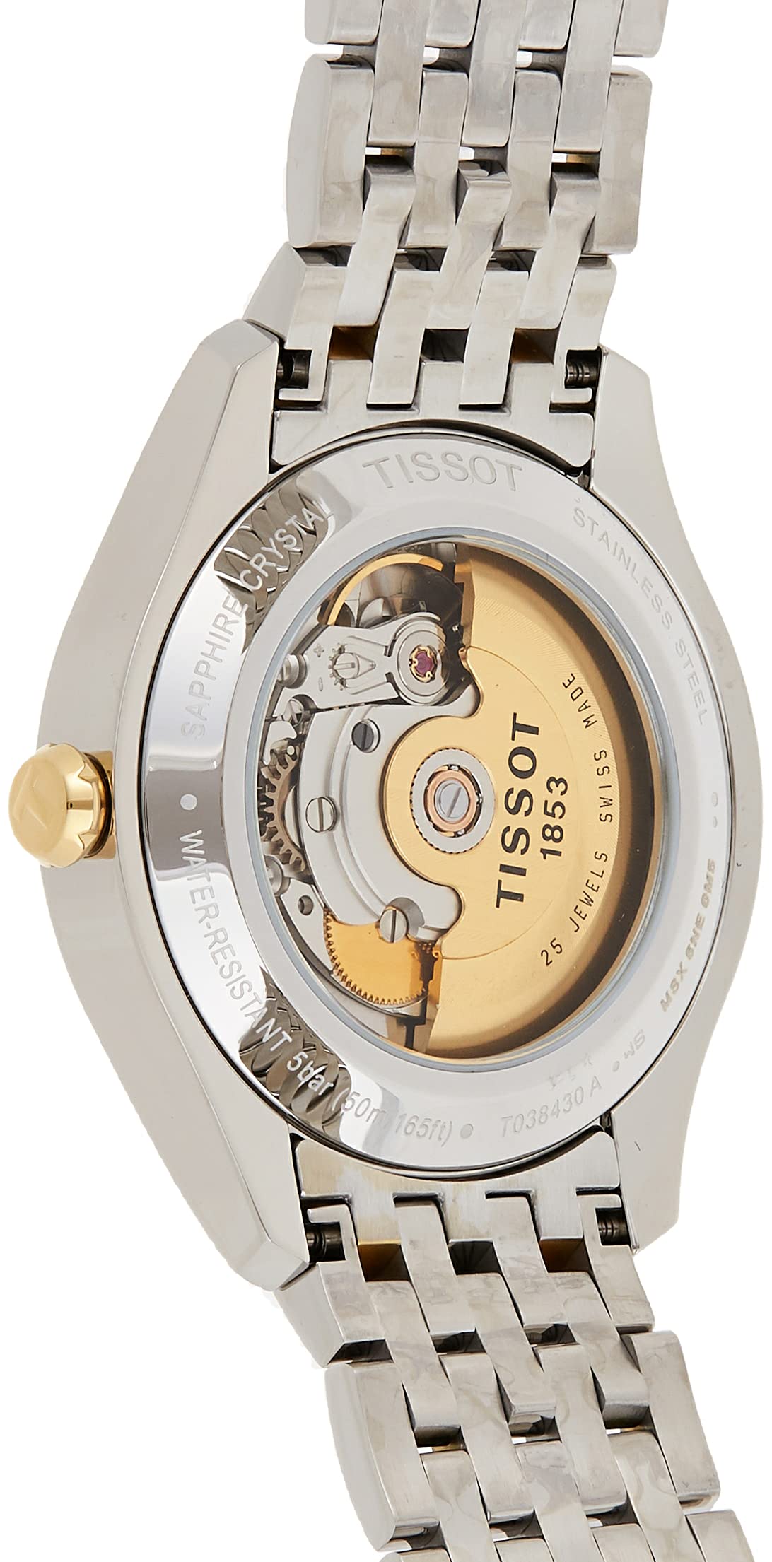 Tissot T Classic T One Automatic Silver Dial Two Tone Steel Strap Men's Watch  - T038.430.22.037.00