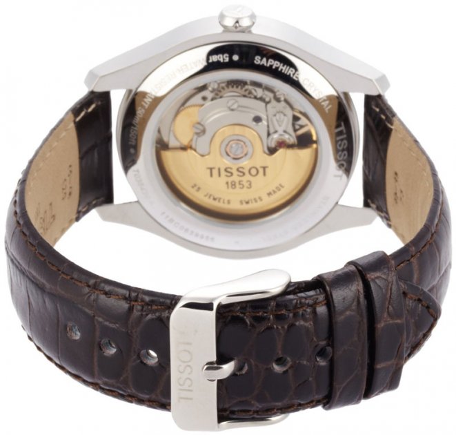 Tissot T Classic T One Automatic Silver Dial Brown Leather Strap Men's Watch - T038.430.16.037.00