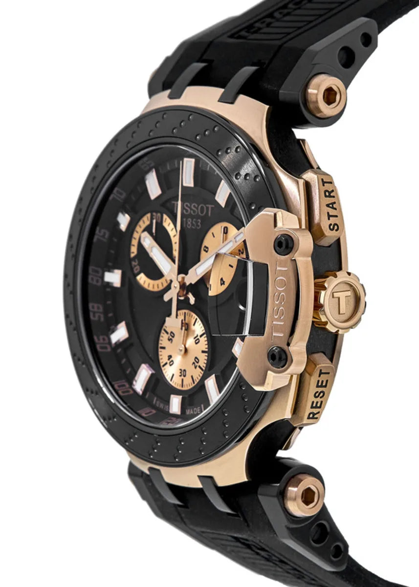 Tissot T Race Chronograph Black Dial Black Silicone Strap Men Watch - T115.417.37.051.00