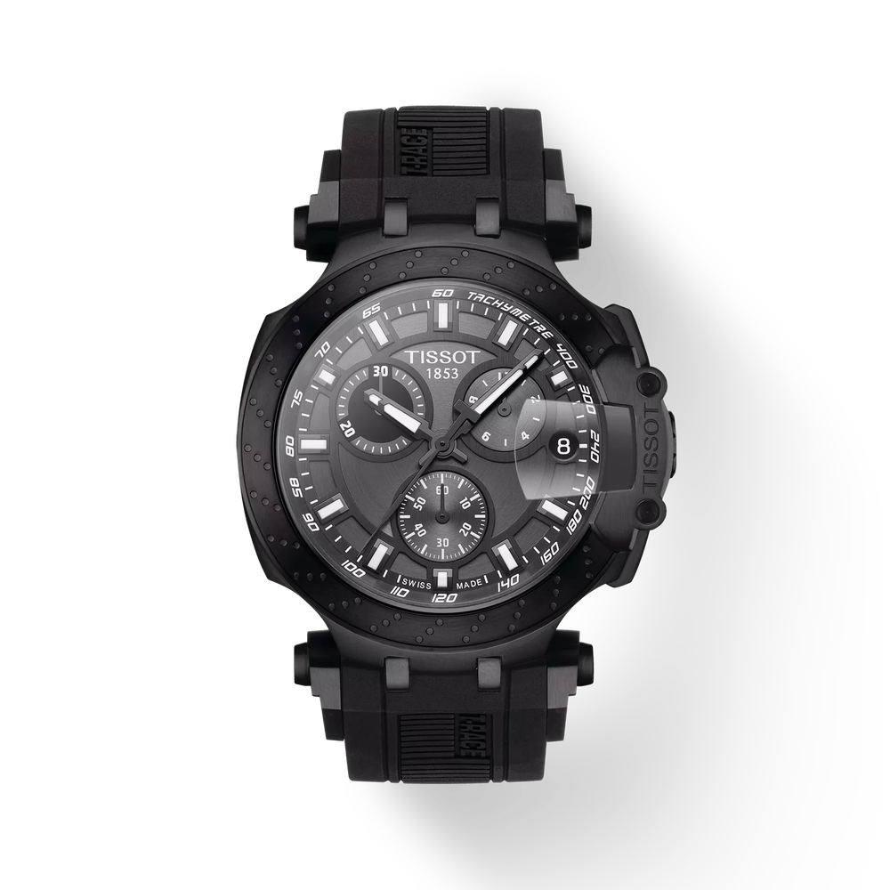 Tissot T-Race Chronograph Anthracite Black Dial Black Silicone Strap Men's Watch - T115.417.37.061.03