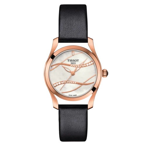Tissot T-Wave Rose Gold MOP Diamond Dial Ladies Watch - T112.210.36.111.00
