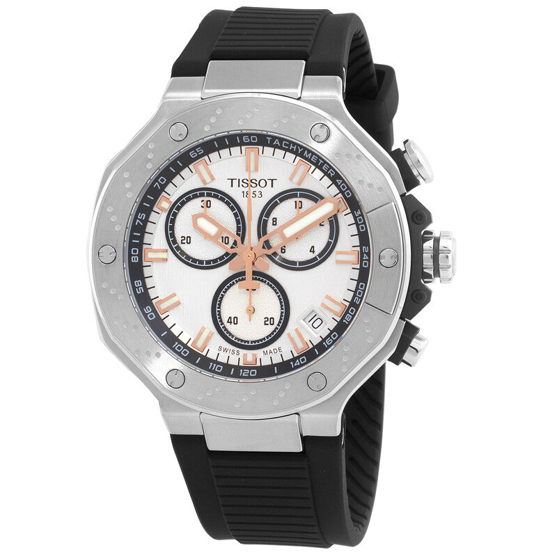 Tissot T-Race Chronograph White Dial Silicone Strap Men's Watch - T141.417.17.011.00