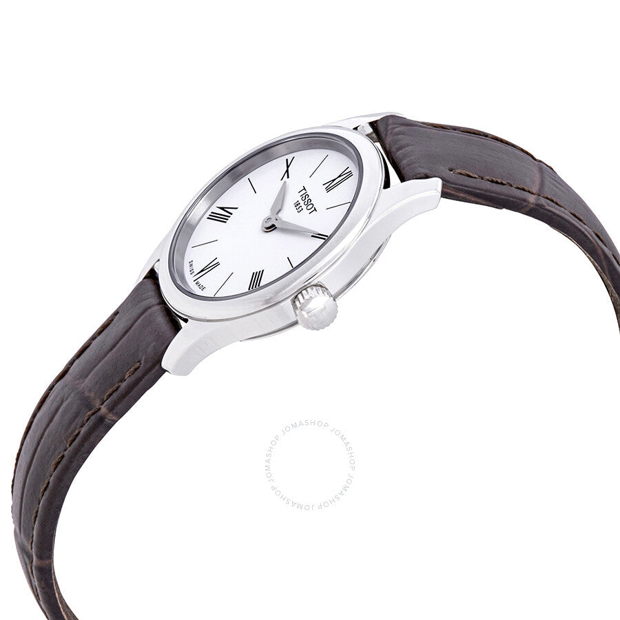 Tissot Tradition 5.5 White Dial Brown Leather Ladies Watch T063.009.16.018.00