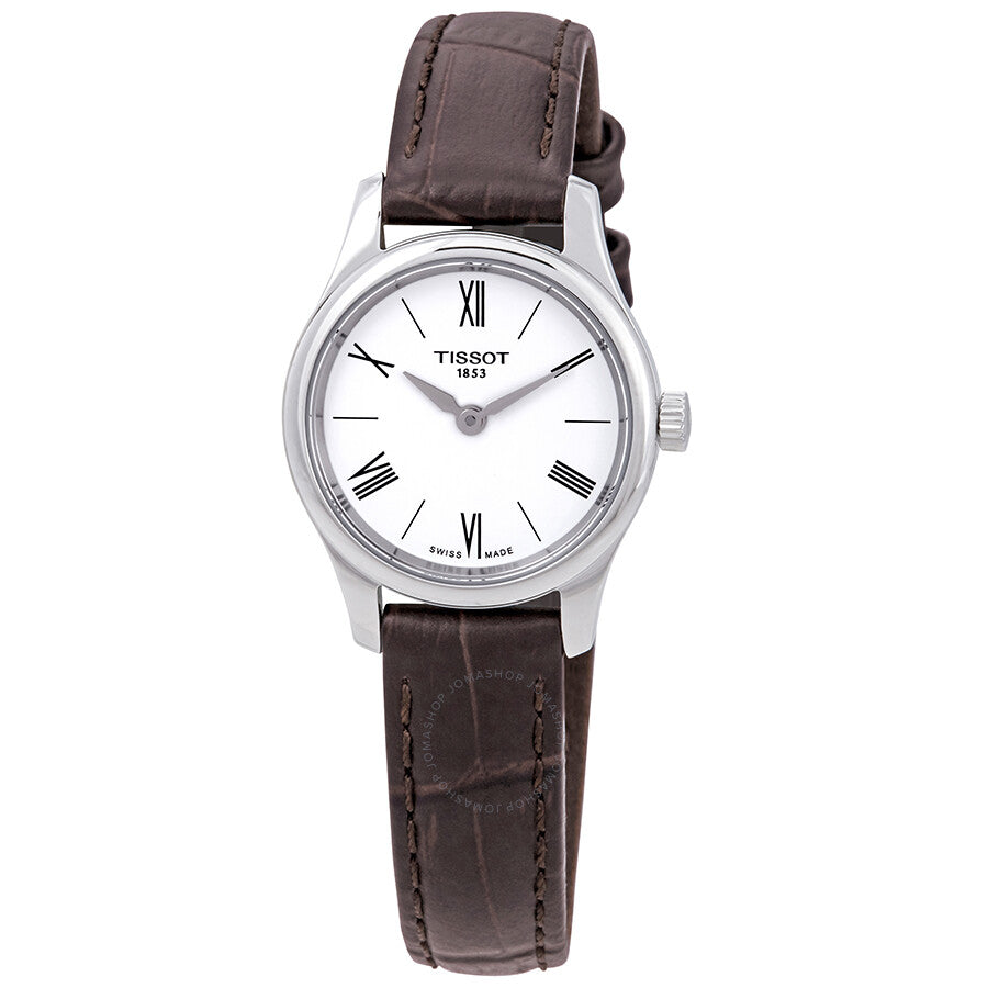 Tissot Tradition 5.5 White Dial Brown Leather Ladies Watch T063.009.16.018.00