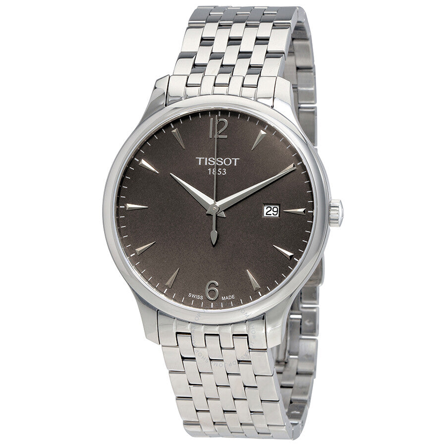 Tissot Tradition anthracite dial men's watch with stainless steel bracelet