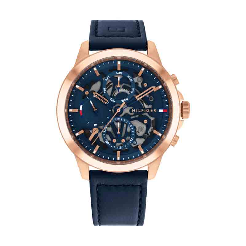 Tommy Hilfiger Chronograph Blue Leather Strap Men Watch 1710475