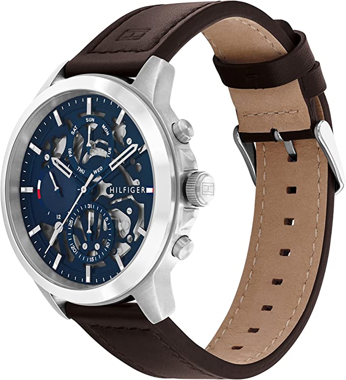 Tommy Hilfiger Multifunction Stainless Steel and Leather Strap Men's Watch - 1710476