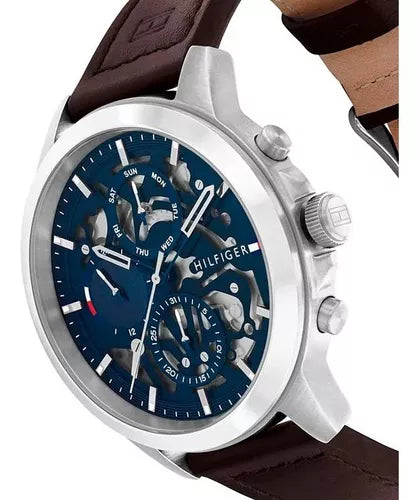 Tommy Hilfiger Multifunction Stainless Steel and Leather Strap Men's Watch - 1710476