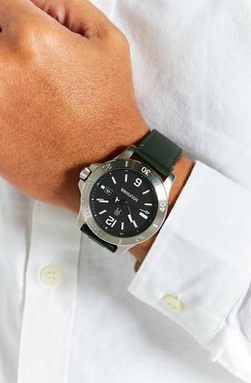 Tommy Hilfiger Quartz Green Leather Strap Black Dial 46mm Men's Watch 1710531