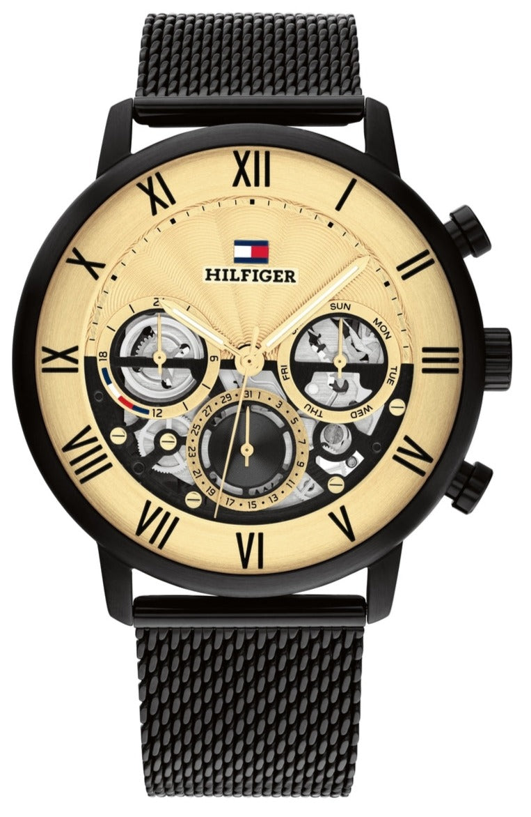 Tommy Hilfiger Quartz Multifunction Golden dial Stainless Steel Strap Watch for Men - 1710568