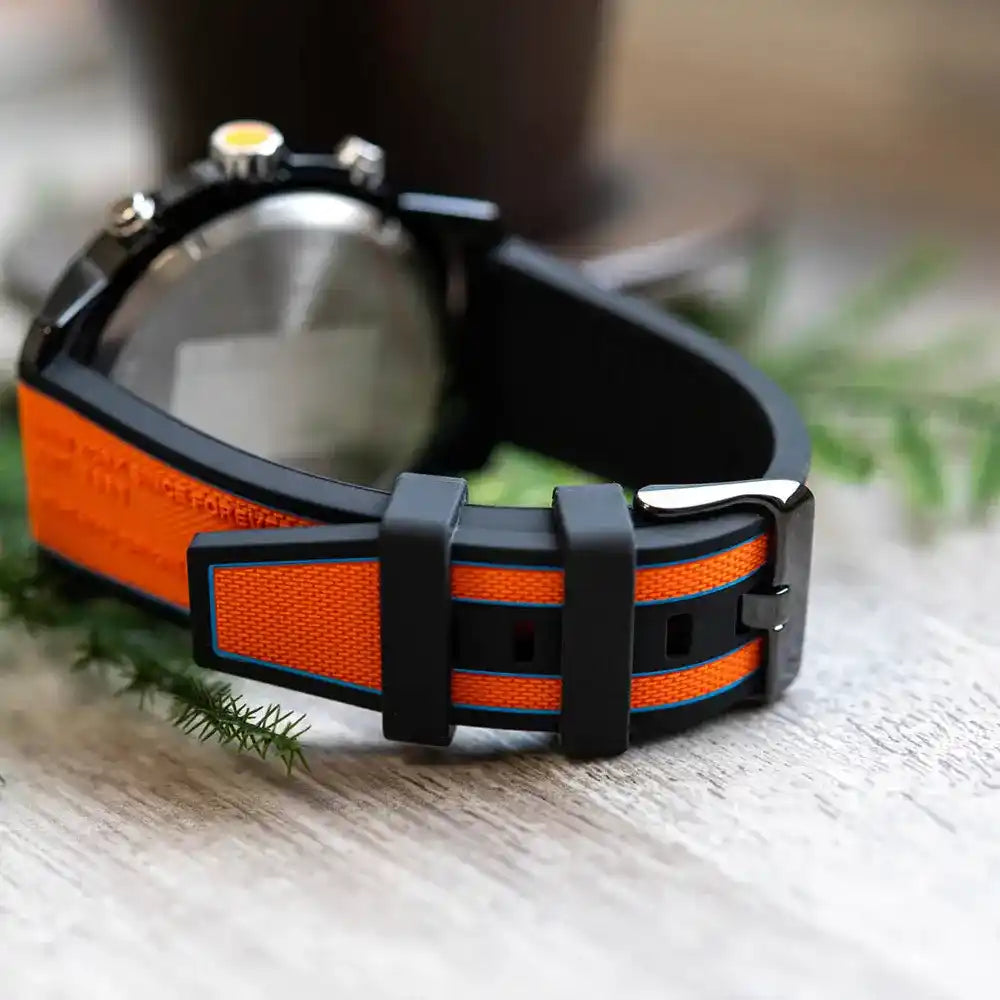 Tommy Hilfiger Black & Orange Silicone Multi-function Men's Watch - 1710583
