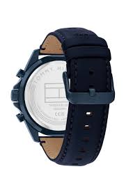 Caseback view of Tommy Hilfiger watch showing metal case back
