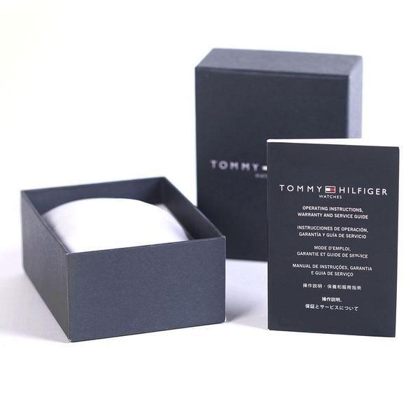 Tommy Hilfiger 1781905 watch with original packaging including branded box, manual, and warranty card