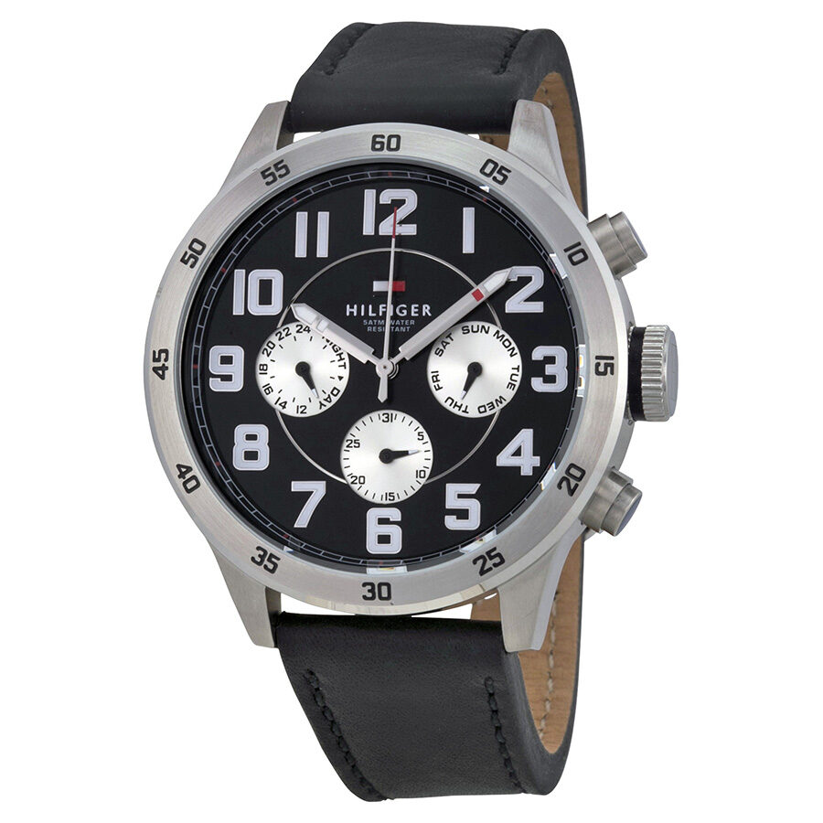 Tommy Hilfiger Black Dial Black Leather Men's Watch 1791050