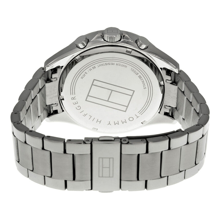 Tommy Hilfiger watch caseback showing stainless steel back plate and bracelet