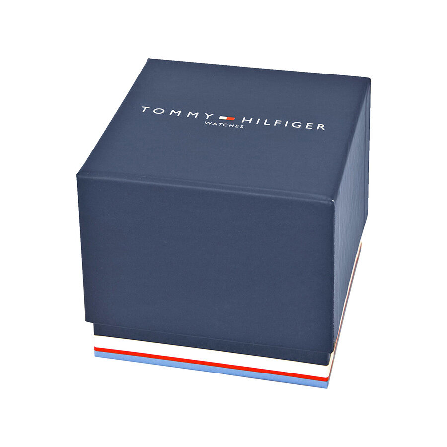 Tommy Hilfiger Watches blue branded watch box with striped ribbon