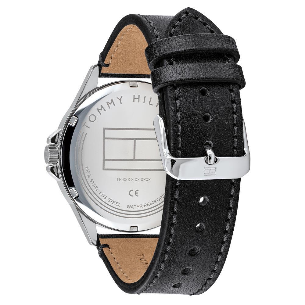 Tommy Hilfiger 1791616 caseback showing stainless steel with engraved logo and water resistance details