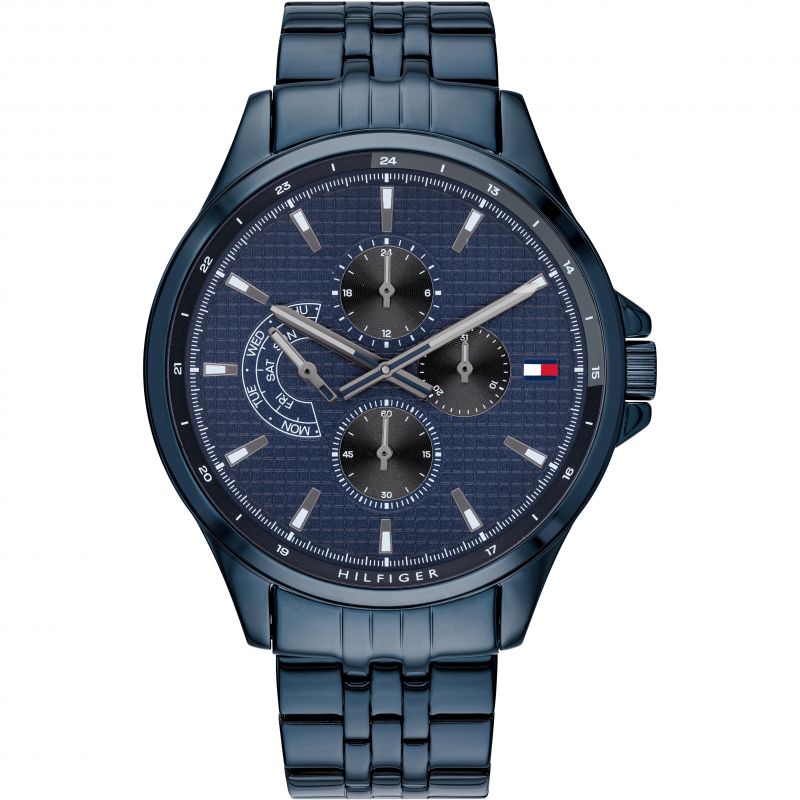 Tommy Hilfiger 1791618 quartz men's watch with blue dial and metal bracelet