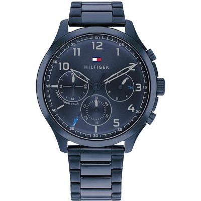 Tommy Hilfiger blue chronograph men's watch with navy metal bracelet and multi-subdial dial