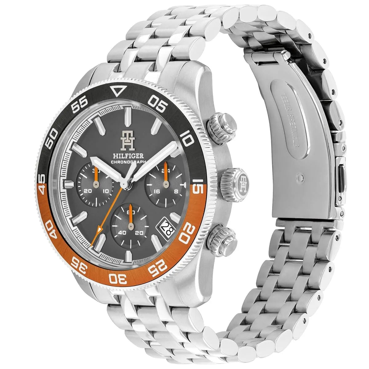 Tommy Hilfiger Stainless Steel Grey Dial Chronograph Men's Watch - 1792186