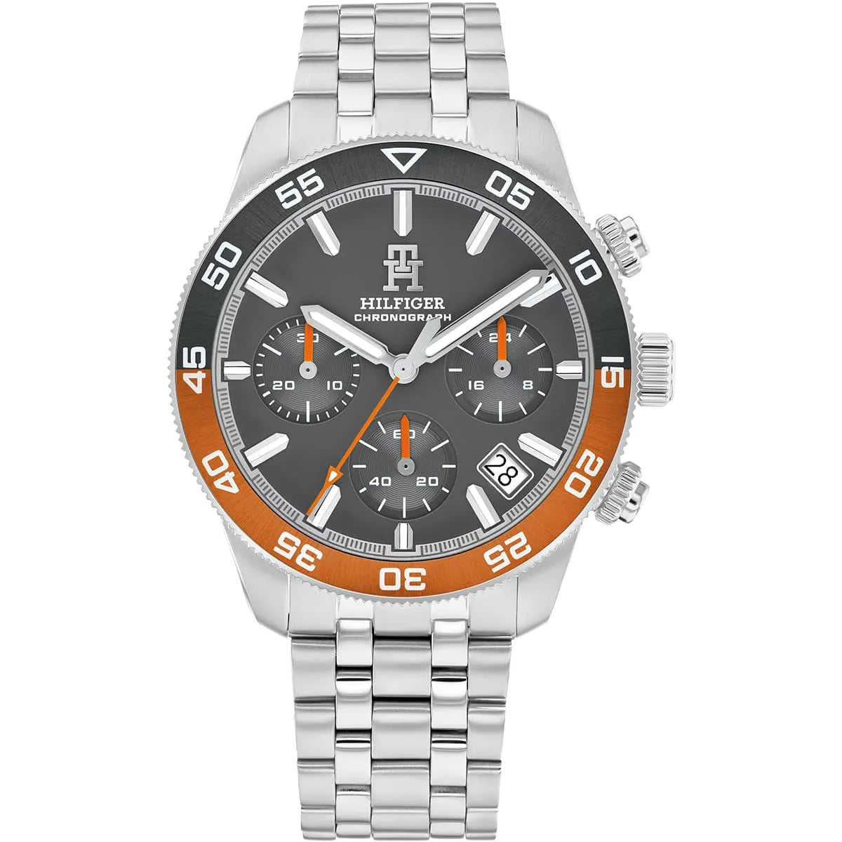 Tommy Hilfiger Stainless Steel Grey Dial Chronograph Men's Watch - 1792186
