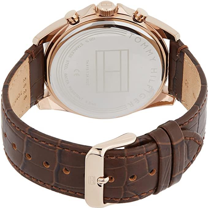 Tommy Hilfiger Baker watch caseback showing engraved branding on stainless steel