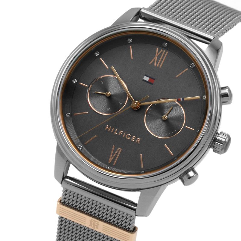 Tommy Hilfiger Blake Grey Stainless Steel Mesh Gunmetal Dial Multi-function Women's Watch - 1782304