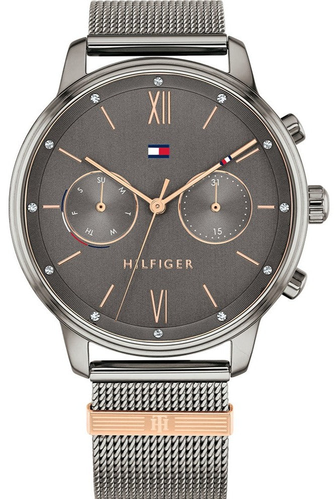 Tommy Hilfiger Blake Grey Stainless Steel Mesh Gunmetal Dial Multi-function Women's Watch - 1782304