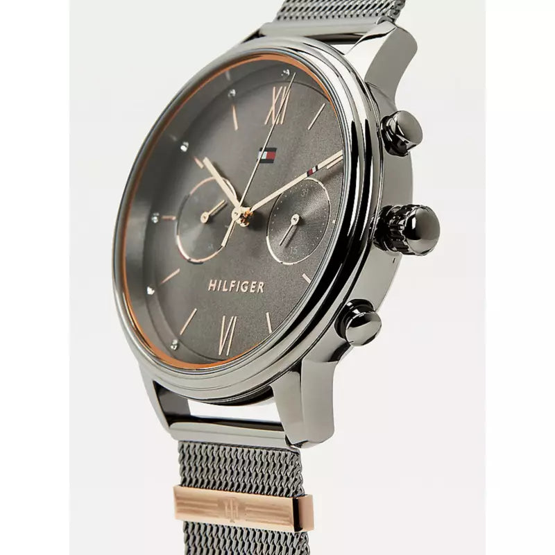 Tommy Hilfiger Blake Grey Stainless Steel Mesh Gunmetal Dial Multi-function Women's Watch - 1782304