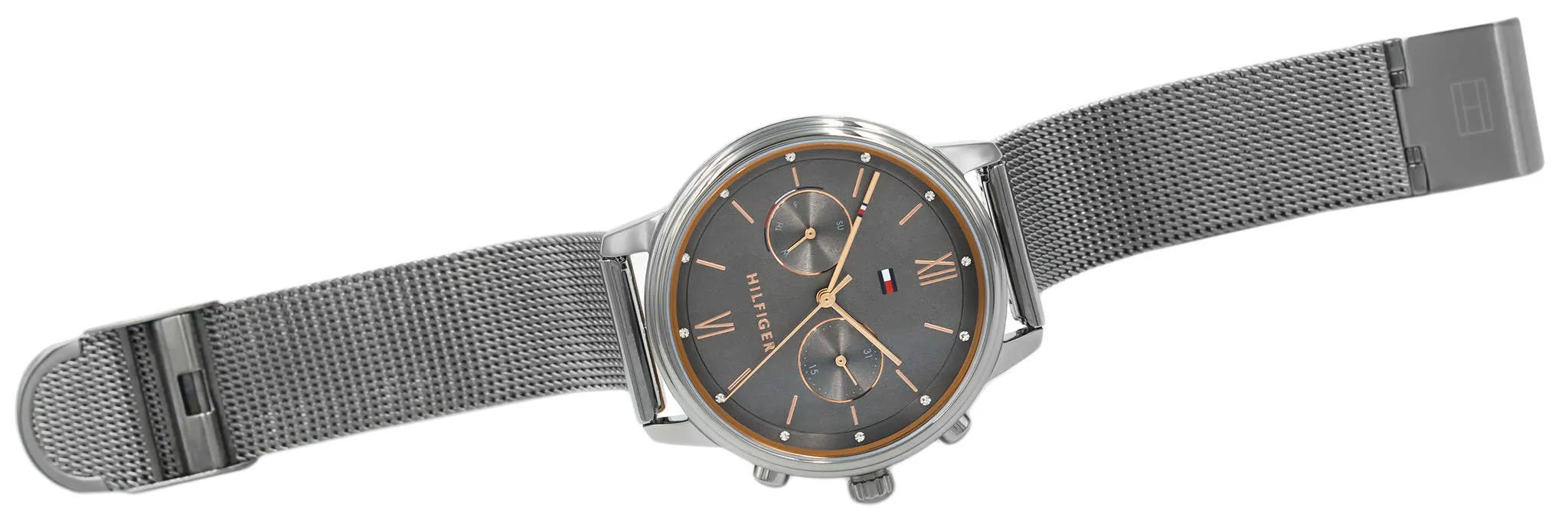Tommy Hilfiger Blake Grey Stainless Steel Mesh Gunmetal Dial Multi-function Women's Watch - 1782304