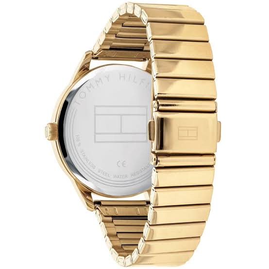 Tommy Hilfiger Brooke Black Dial Gold Steel Strap Watch for Women - 1782019