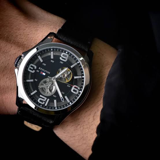 Tommy Hilfiger Bruce Analog Black Dial Black Leather Strap Watch for Men - 1791279