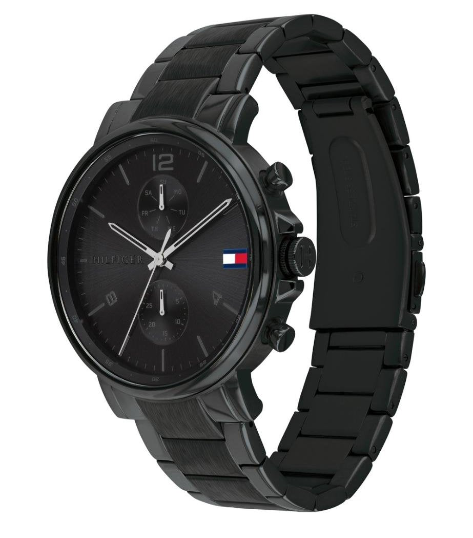 TOMMY HILFIGER DANIEL BLACK STEEL MULTI-FUNCTION MEN'S WATCH - 1710414