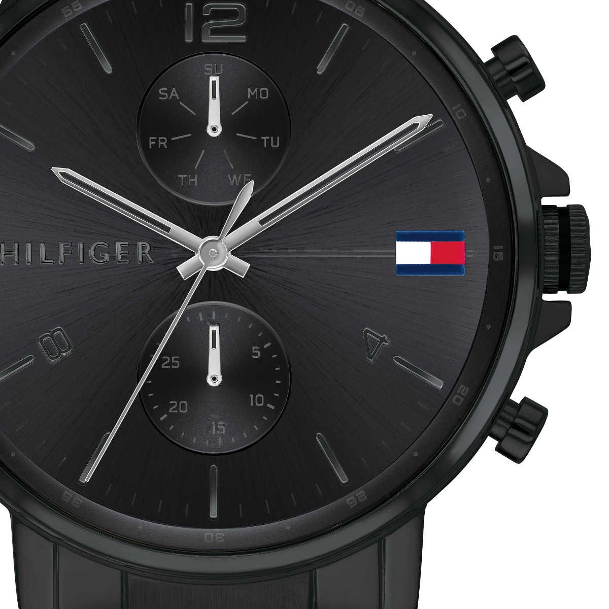 TOMMY HILFIGER DANIEL BLACK STEEL MULTI-FUNCTION MEN'S WATCH - 1710414